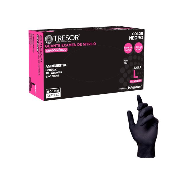 Guantes Nitrilo Negro Libre de Polvo